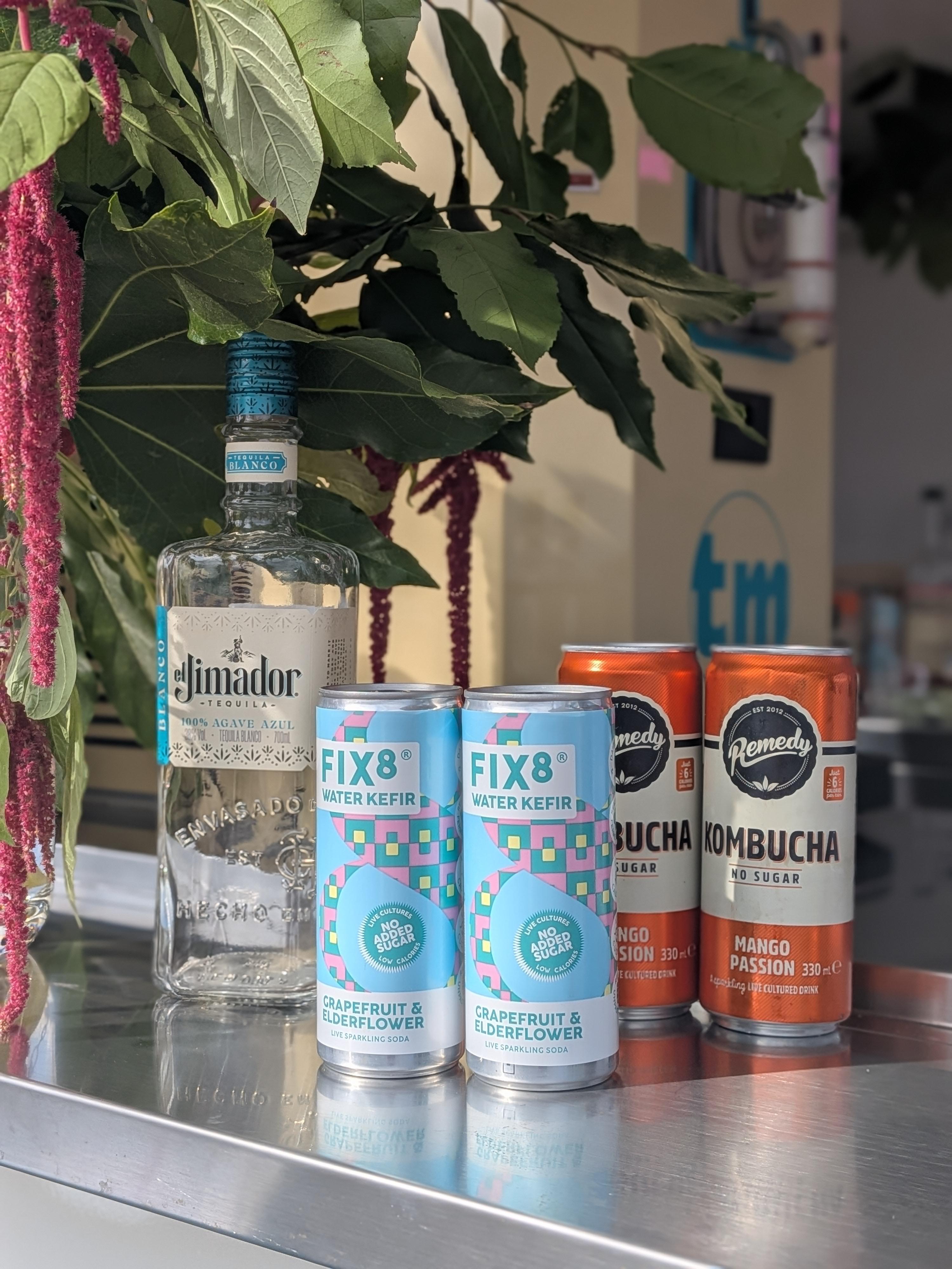 Selection of fresh ingredients and vibrant frozen cocktail blends